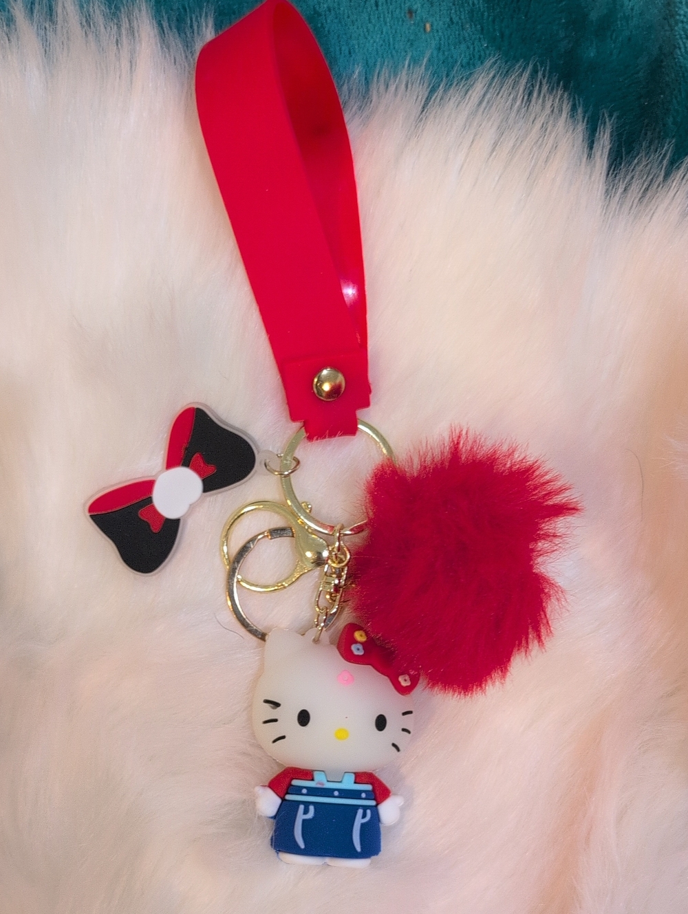 Hello Kitty Red Pom-Pom Keychain Bag Charm Wristlet